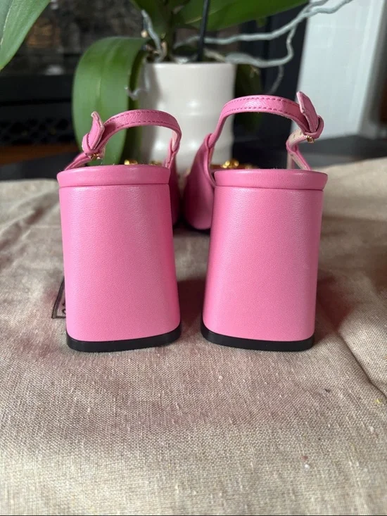 Gucci Pink Leather Horsebit Slingback Heels - Picture 8 of 11
